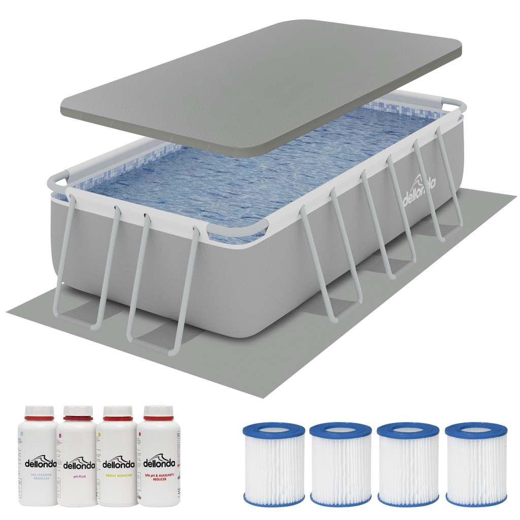 Deluxe Steel Frame Swimming Pool with Filter Pump 13ft, Top Cover, Ground Sheet, Additional Filters & Starter Kit DL139