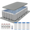 Deluxe Steel Frame Swimming Pool with Filter Pump 18ft, Top Cover, Ground Sheet, Additional Filters & Starter Kit DL140