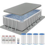 Deluxe Steel Frame Swimming Pool with Filter Pump 18ft, Top Cover, Ground Sheet, Additional Filters & Starter Kit DL140