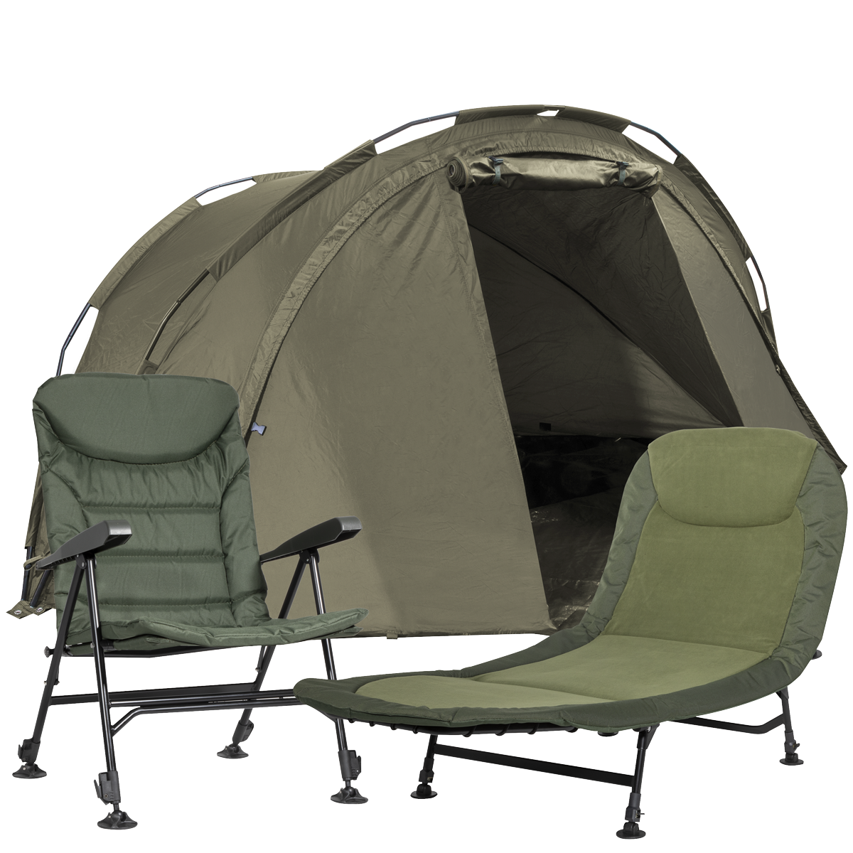2-Person Bivvy Tent, Reclining Chair & Bedchair Set DL143