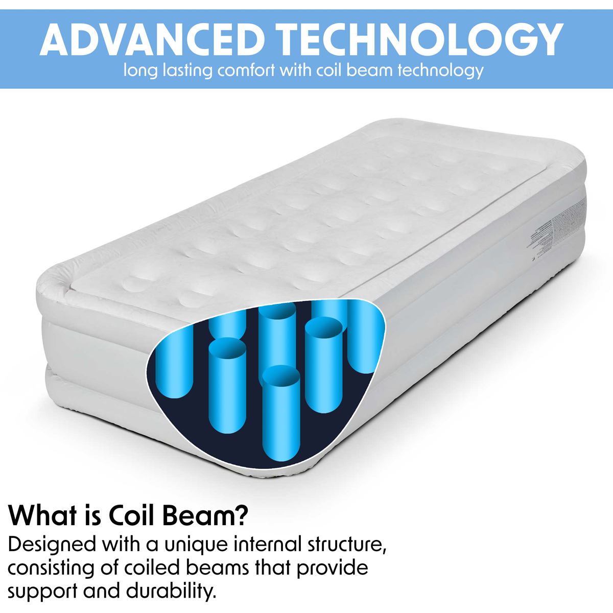 Raised Air Bed with Removable Electric Pump & Storage Bag - Single DL144