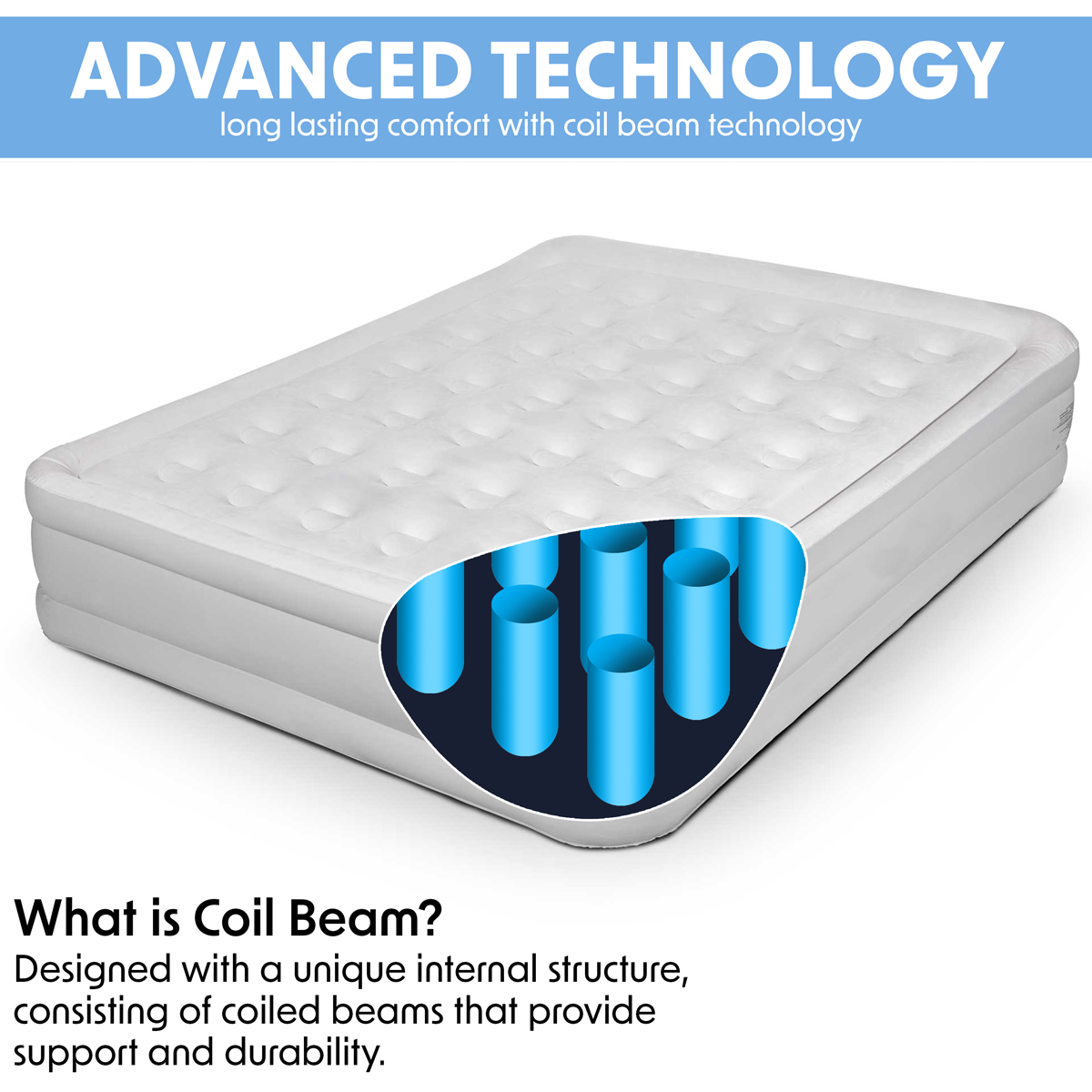 Raised Air Bed with Removable Electric Pump & Storage Bag - Queen DL145