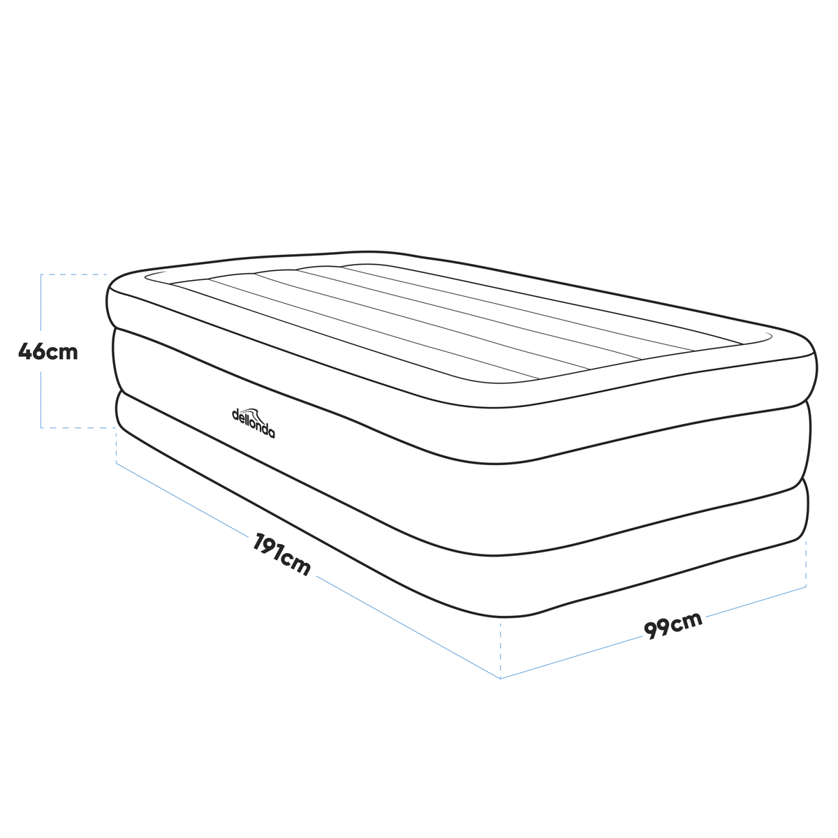 Raised Air Bed with Built-in Electric Pump & Storage Bag - Single DL146