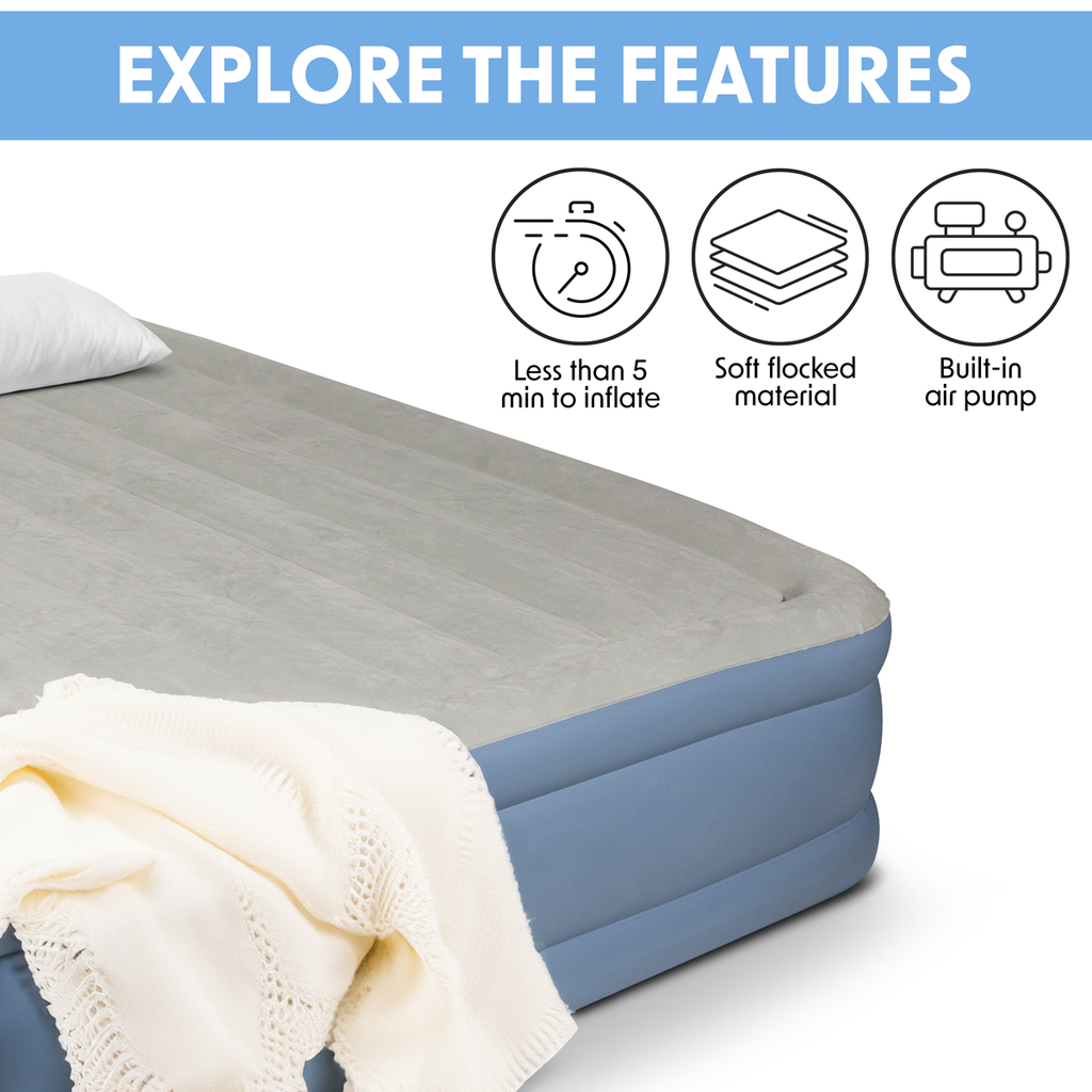 Raised Air Bed with Built-in Electric Pump & Storage Bag - Queen DL147