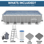 Deluxe Steel Frame Rectangular Swimming Pool with Step Ladder & Filter Pump 21ft DL150