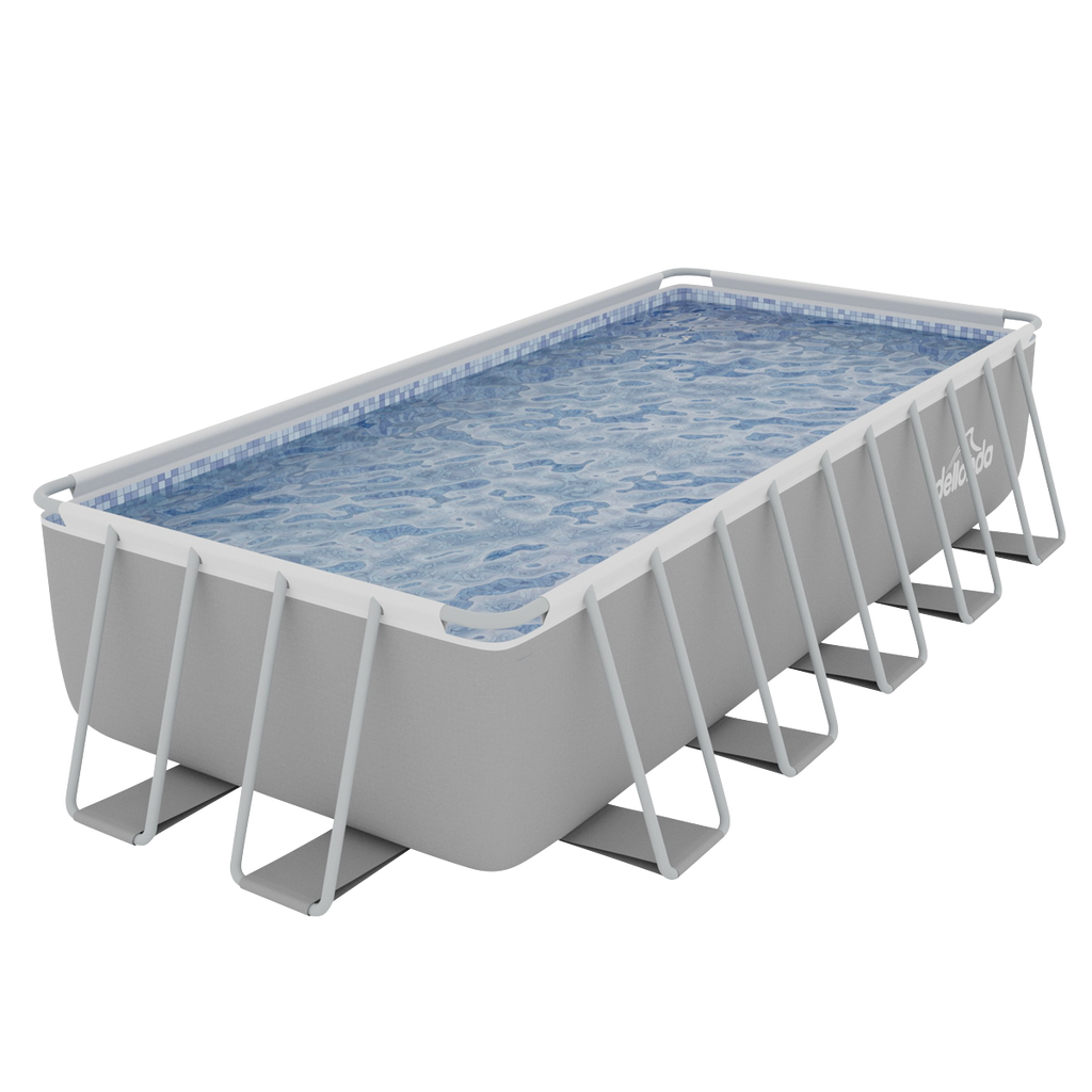 Deluxe Steel Frame Rectangular Swimming Pool with Step Ladder & Filter Pump 21ft DL150