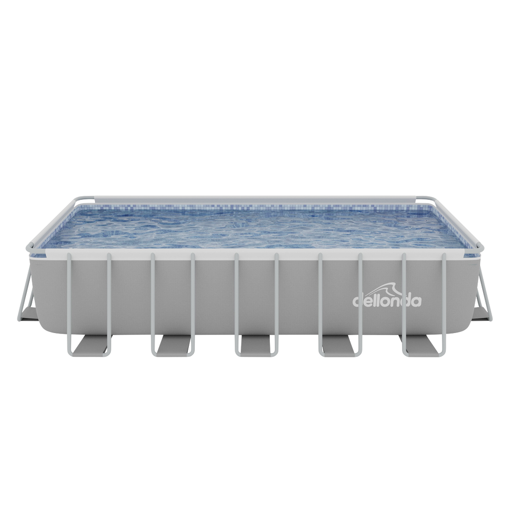 Deluxe Steel Frame Rectangular Swimming Pool with Step Ladder & Filter Pump 21ft DL150