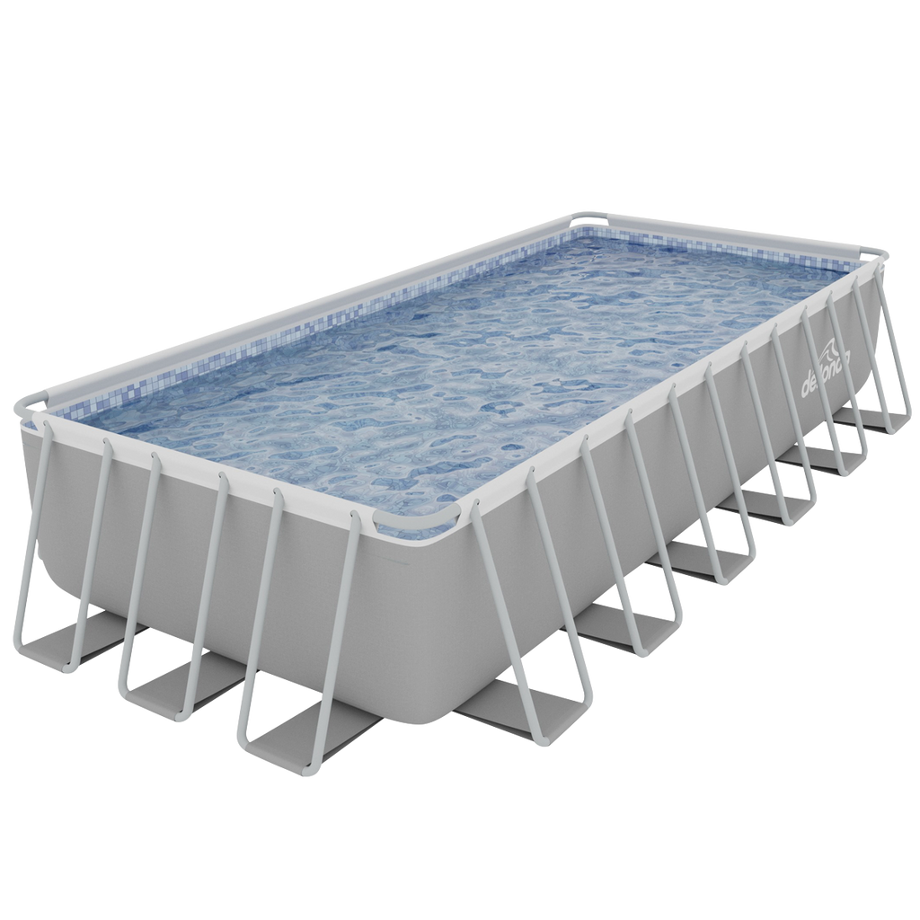 Deluxe Steel Frame Rectangular Swimming Pool with Step Ladder & Filter Pump 25ft DL151