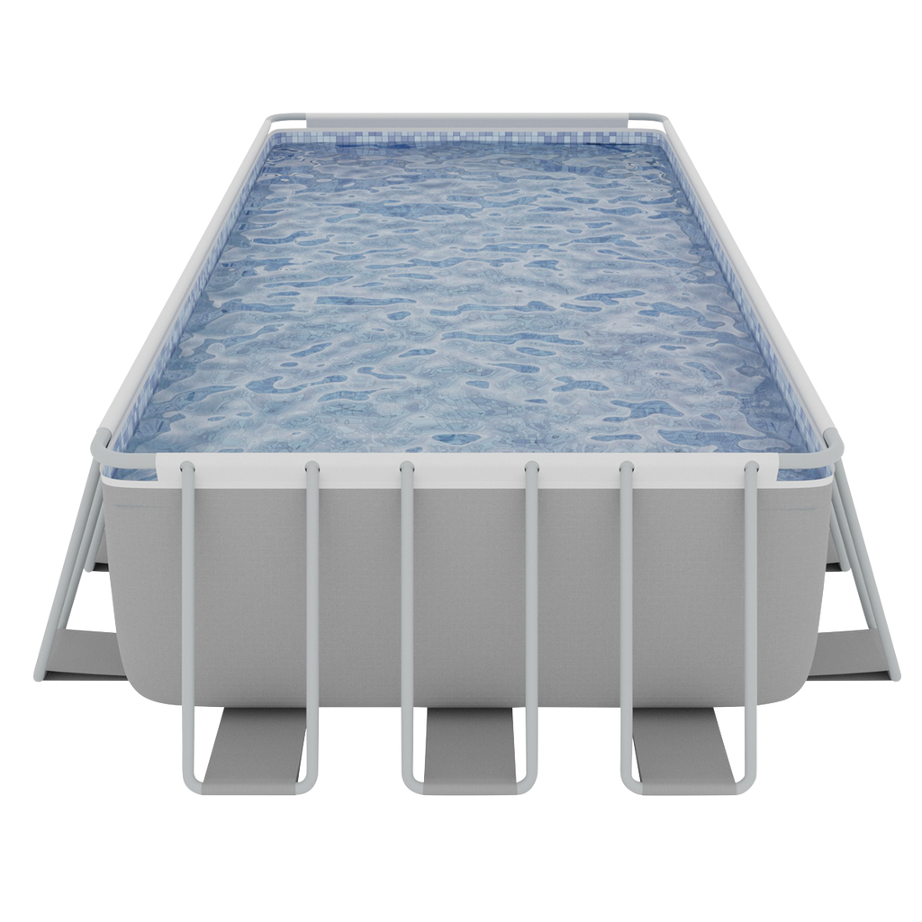 Deluxe Steel Frame Rectangular Swimming Pool with Step Ladder & Filter Pump 25ft DL151
