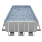Deluxe Steel Frame Rectangular Swimming Pool with Step Ladder & Filter Pump 25ft DL151