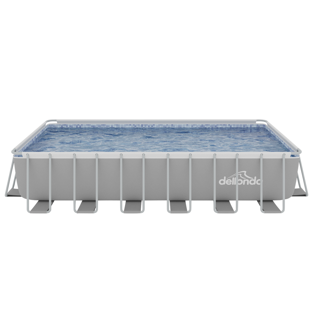 Deluxe Steel Frame Rectangular Swimming Pool with Step Ladder & Filter Pump 25ft DL151