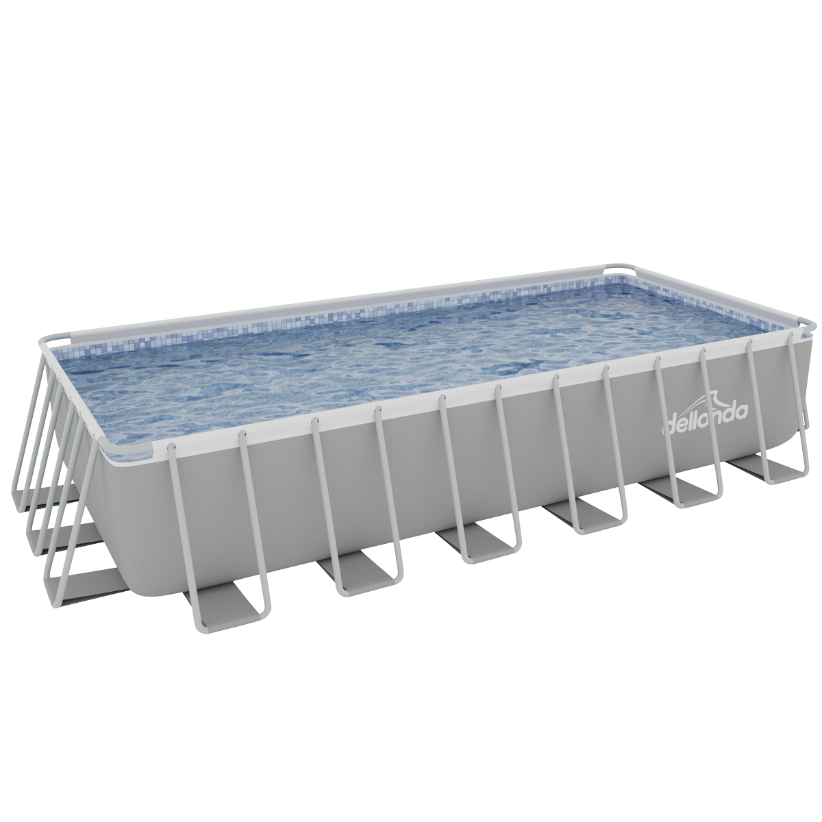Deluxe Steel Frame Rectangular Swimming Pool with Step Ladder & Filter Pump 25ft DL151