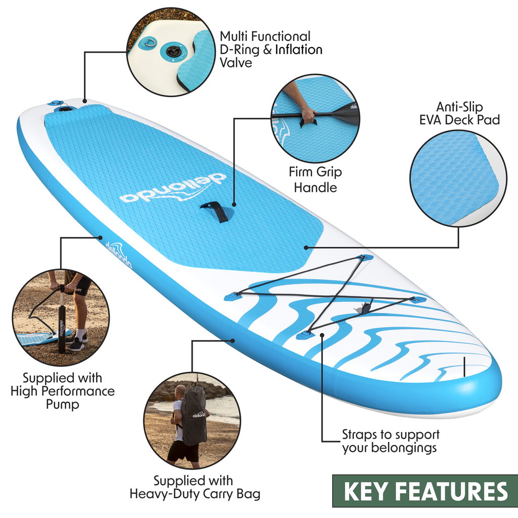 Inflatable Stand-Up Paddle Board 10'6" - Light Blue/White DL152