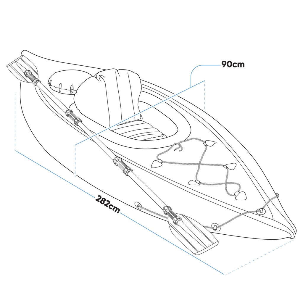 Inflatable One-Person Kayak/Canoe Set with Pump, Carry Bag & Aluminium Oar - Blue/Green DL154