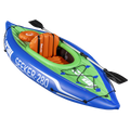 Inflatable One-Person Kayak/Canoe Set with Pump, Carry Bag & Aluminium Oar - Blue/Green DL154