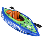 Inflatable One-Person Kayak/Canoe Set with Pump, Carry Bag & Aluminium Oar - Blue/Green DL154