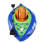 Inflatable One-Person Kayak/Canoe Set with Pump, Carry Bag & Aluminium Oar - Blue/Green DL154