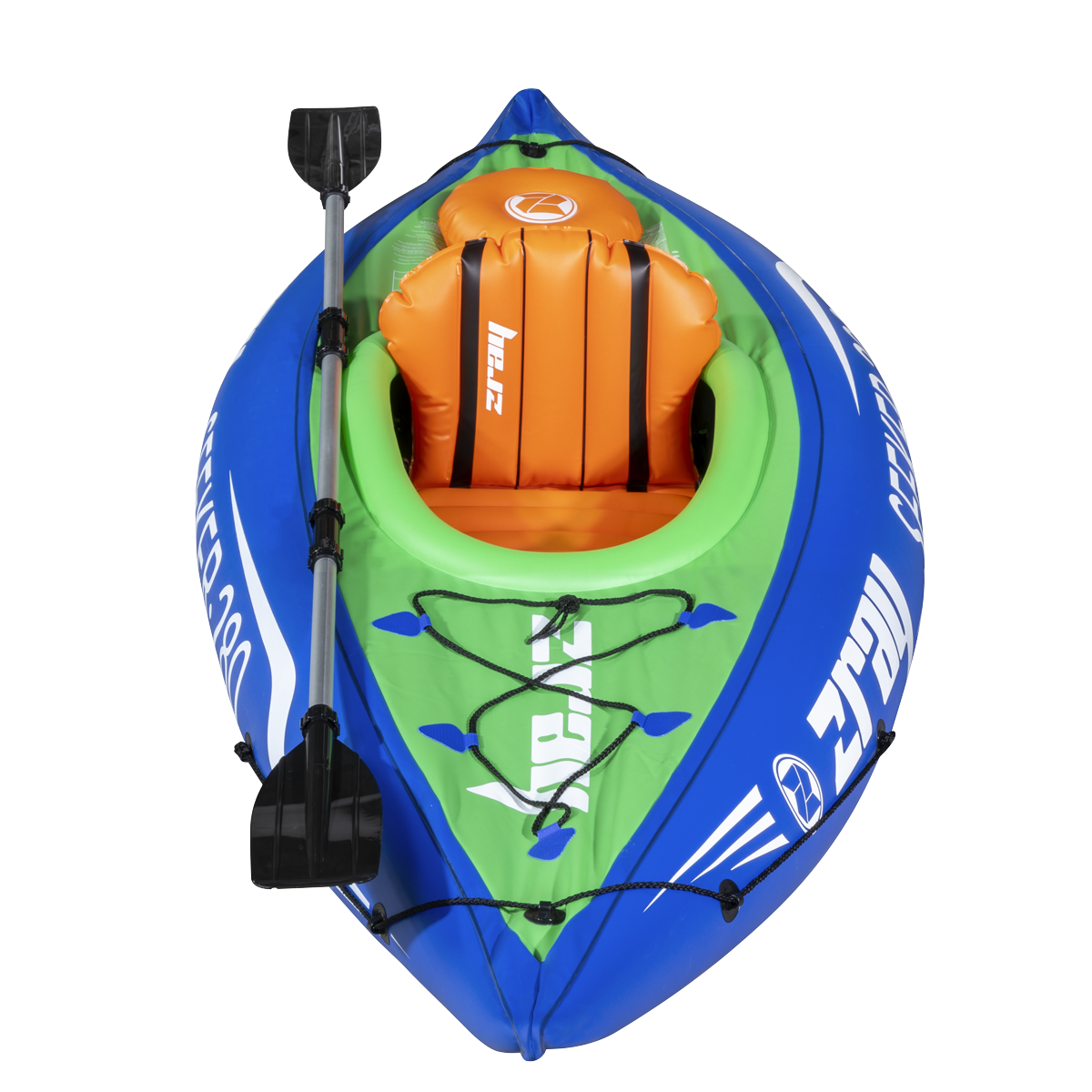Inflatable One-Person Kayak/Canoe Set with Pump, Carry Bag & Aluminium Oar - Blue/Green DL154