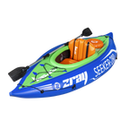 Inflatable One-Person Kayak/Canoe Set with Pump, Carry Bag & Aluminium Oar - Blue/Green DL154