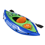 Inflatable One-Person Kayak/Canoe Set with Pump, Carry Bag & Aluminium Oar - Blue/Green DL154