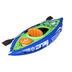 Inflatable One-Person Kayak/Canoe Set with Pump, Carry Bag & Aluminium Oar - Blue/Green DL154