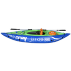 Inflatable One-Person Kayak/Canoe Set with Pump, Carry Bag & Aluminium Oar - Blue/Green DL154