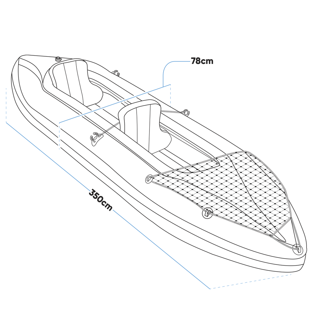Inflatable 2-Person Kayak/Canoe Set with Pump, Carry Bag & 2 Oars - Blue/Yellow/White DL155