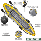 Inflatable 2-Person Kayak/Canoe Set with Pump, Carry Bag & 2 Oars - Blue/Yellow/White DL155