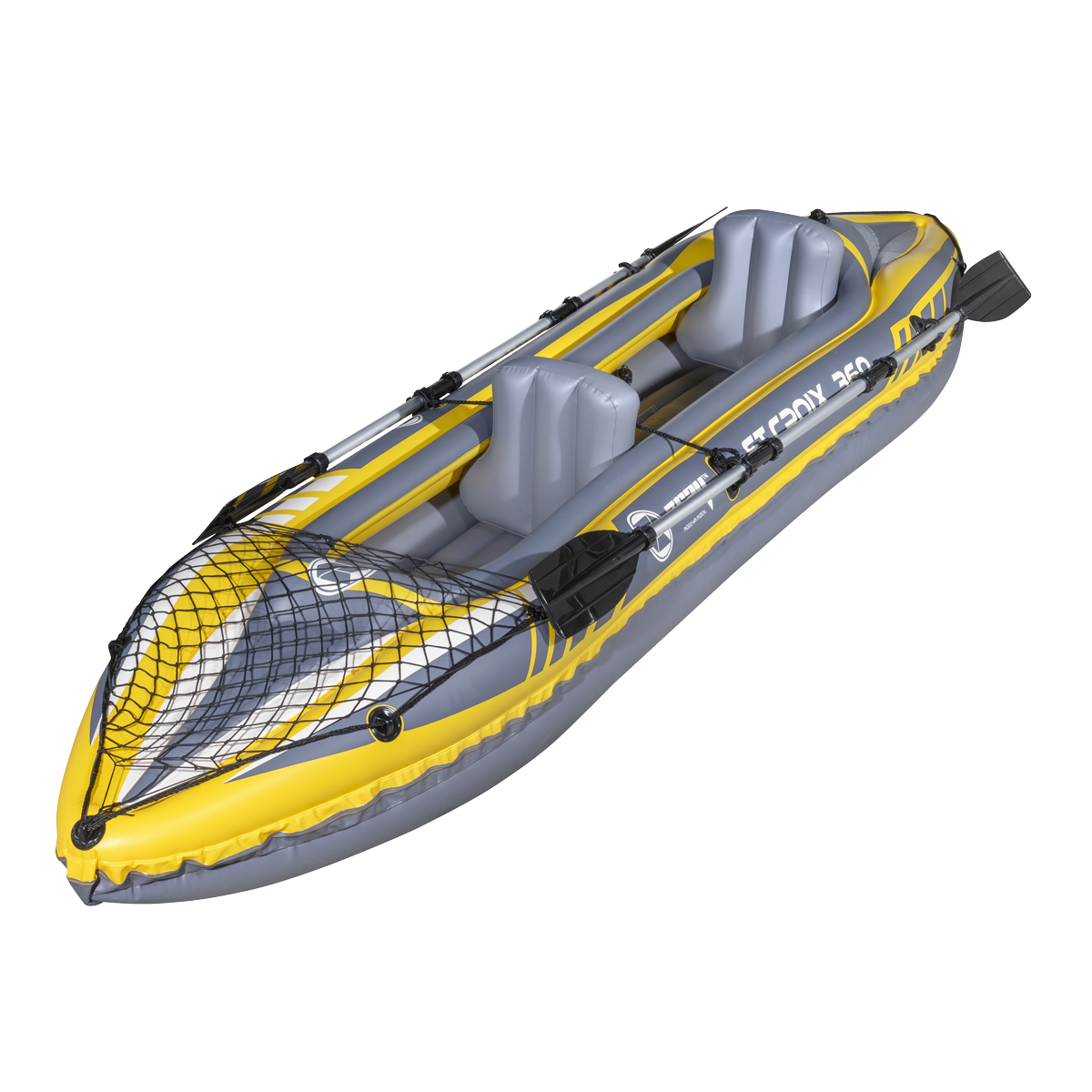 Inflatable 2-Person Kayak/Canoe Set with Pump, Carry Bag & 2 Oars - Blue/Yellow/White DL155