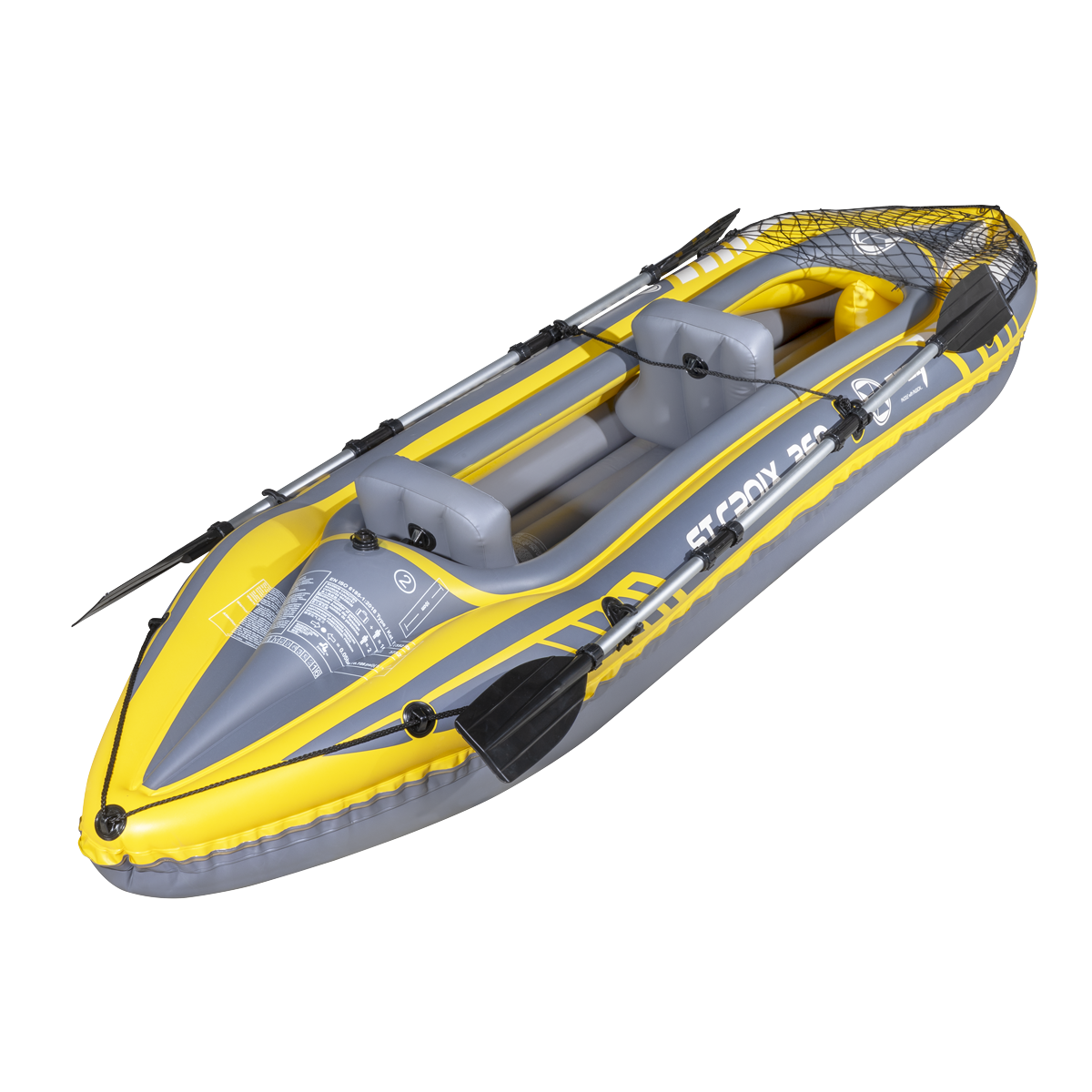 Inflatable 2-Person Kayak/Canoe Set with Pump, Carry Bag & 2 Oars - Blue/Yellow/White DL155