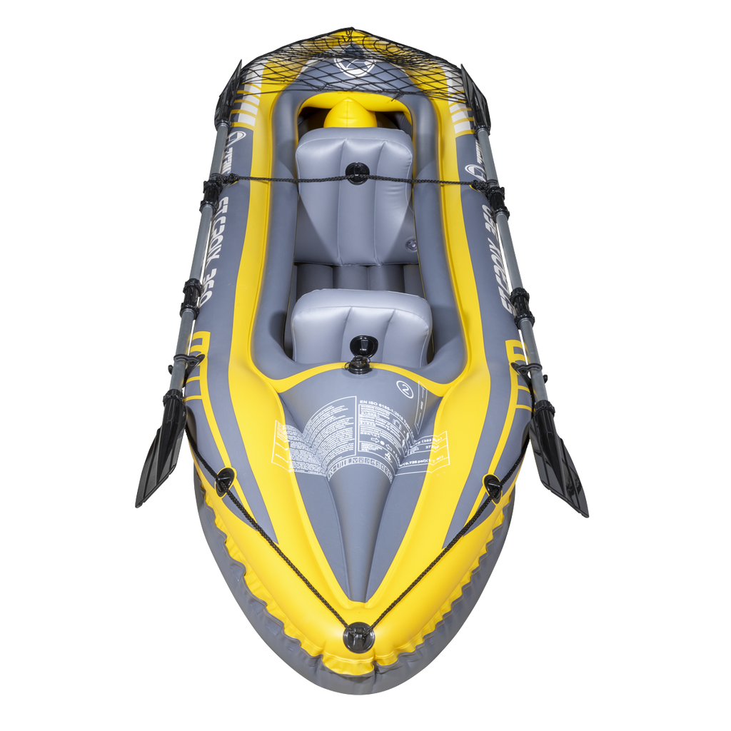 Inflatable 2-Person Kayak/Canoe Set with Pump, Carry Bag & 2 Oars - Blue/Yellow/White DL155