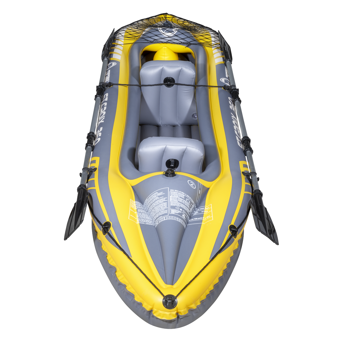 Inflatable 2-Person Kayak/Canoe Set with Pump, Carry Bag & 2 Oars - Blue/Yellow/White DL155