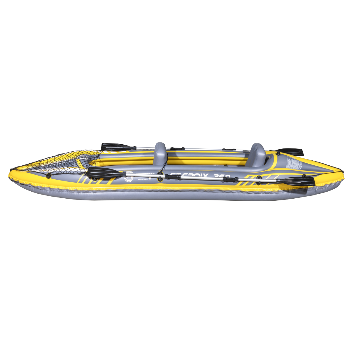 Inflatable 2-Person Kayak/Canoe Set with Pump, Carry Bag & 2 Oars - Blue/Yellow/White DL155