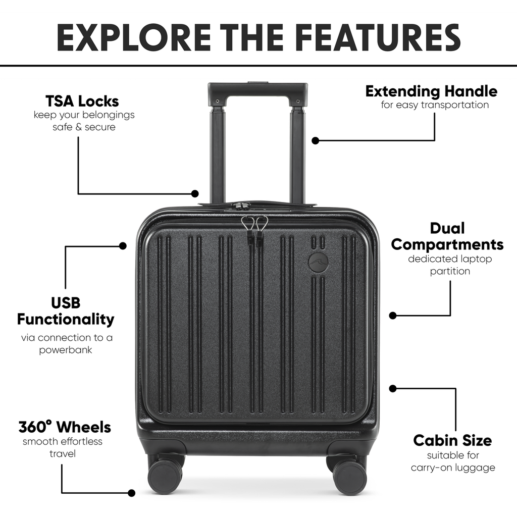 Cabin Size Luggage with Laptop Compartments & Dual TSA Lock 18" DL156