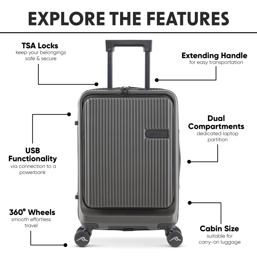 Cabin Size Luggage with Laptop Compartments & Dual TSA Lock 20" DL157
