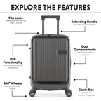 Cabin Size Luggage with Laptop Compartments & Dual TSA Lock 20" DL157
