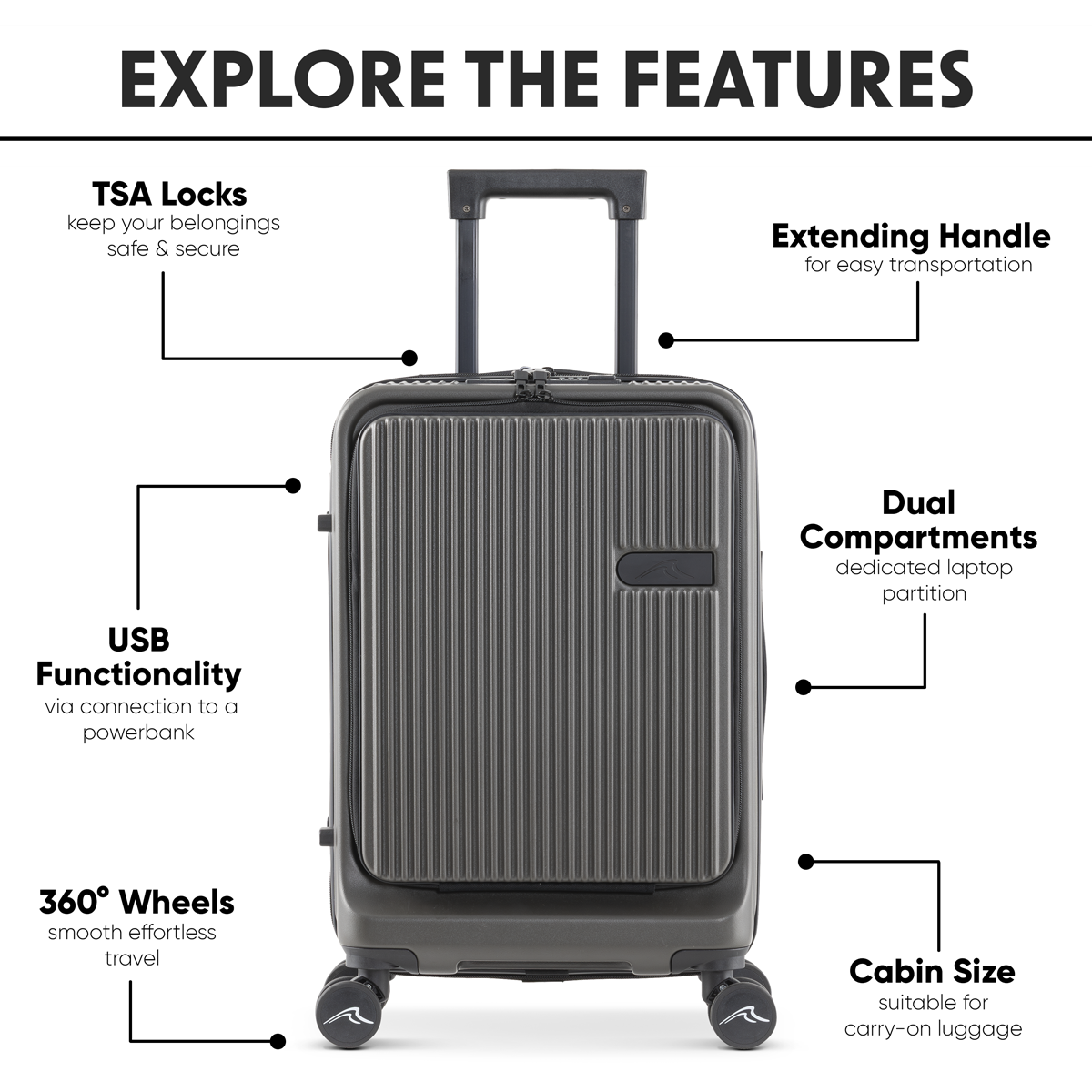 Cabin Size Luggage with Laptop Compartments & Dual TSA Lock 20" DL157