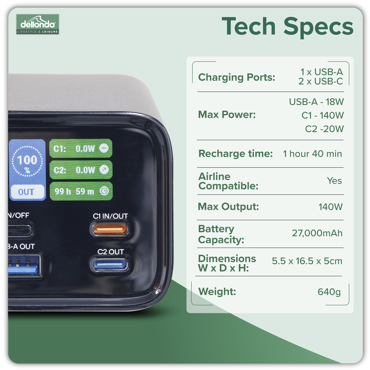 Portable Power Bank 140W 27000mAh DL168