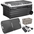 Portable Fridge Freezer/Cool Box 95L with 11.1V Portable Battery, AC/DC 230V Adaptor & 110W Solar Panel DL175