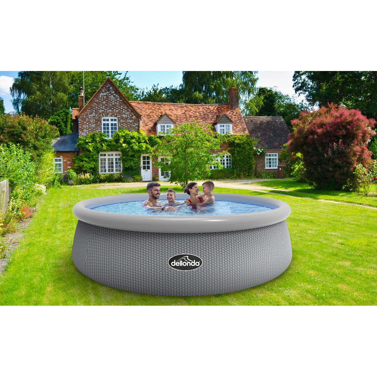 Paddling/Swimming Pool & Pump 15ft - Gray Rattan Effect DL18