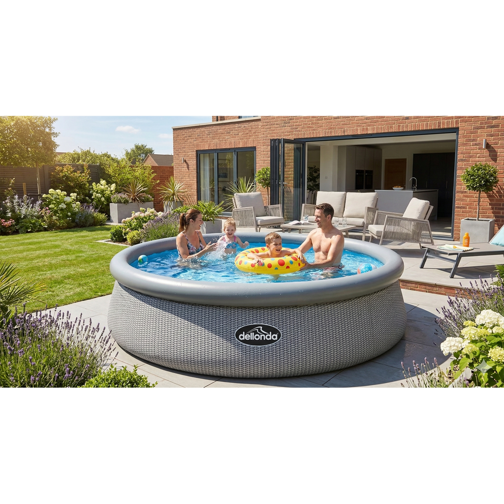Paddling/Swimming Pool & Pump 15ft - Gray Rattan Effect DL18