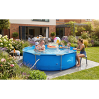 Steel Frame Round Swimming Pool & Filter Pump 10ft - Blue DL19