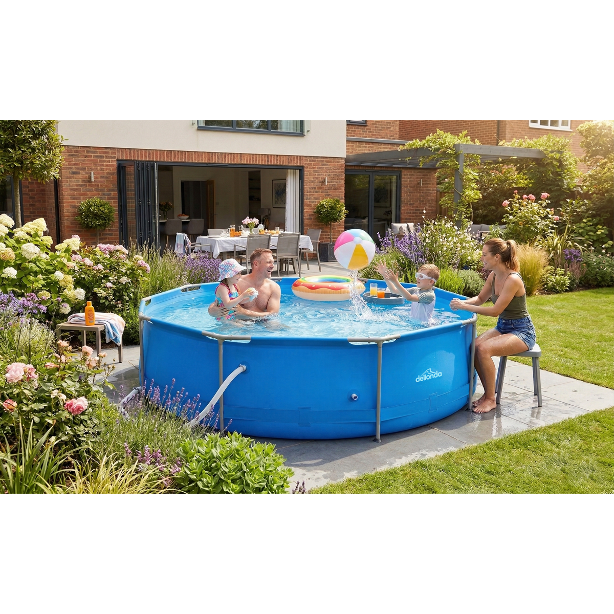 Steel Frame Round Swimming Pool & Filter Pump 10ft - Blue DL19