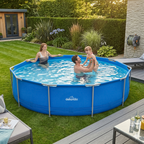 Steel Frame Round Swimming Pool with Filter Pump 12ft - Blue DL20