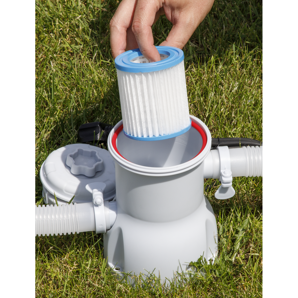 Steel Frame Round Swimming Pool with Filter Pump 12ft - Blue DL20