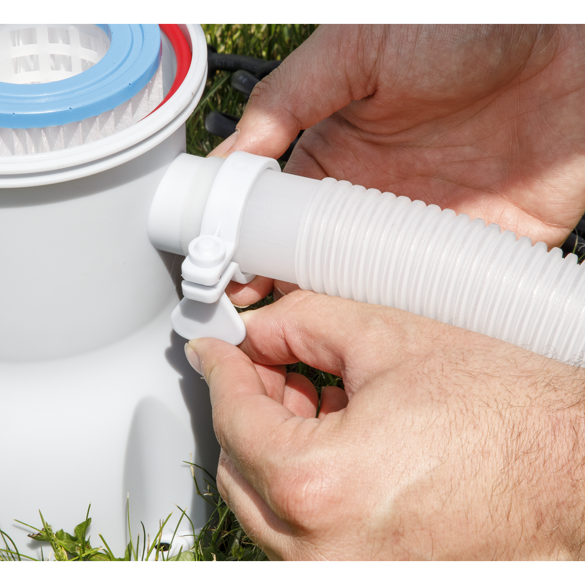 Steel Frame Round Swimming Pool with Filter Pump 12ft - Blue DL20