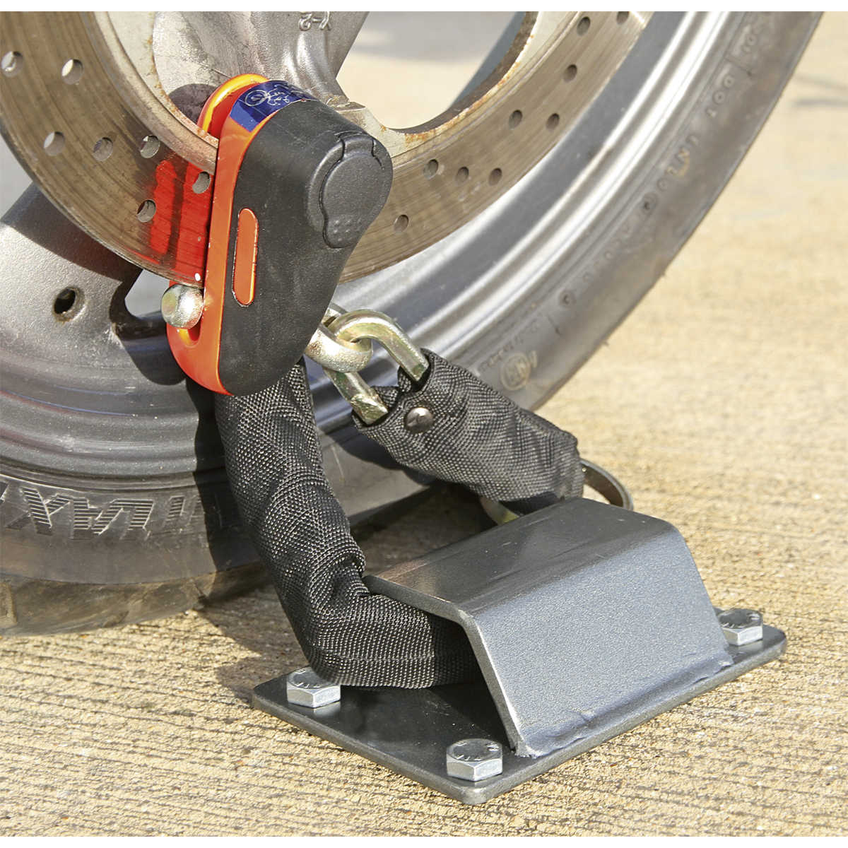 Motorcycle Ground Anchor with 4 Security Bolts MCGA01