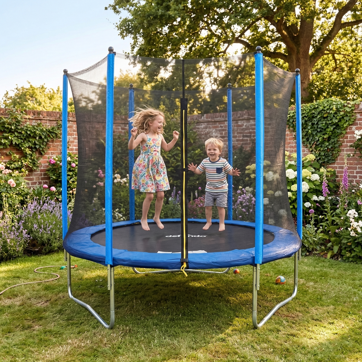 Heavy-Duty Outdoor Trampoline with Safety Enclosure Net 8ft DL67
