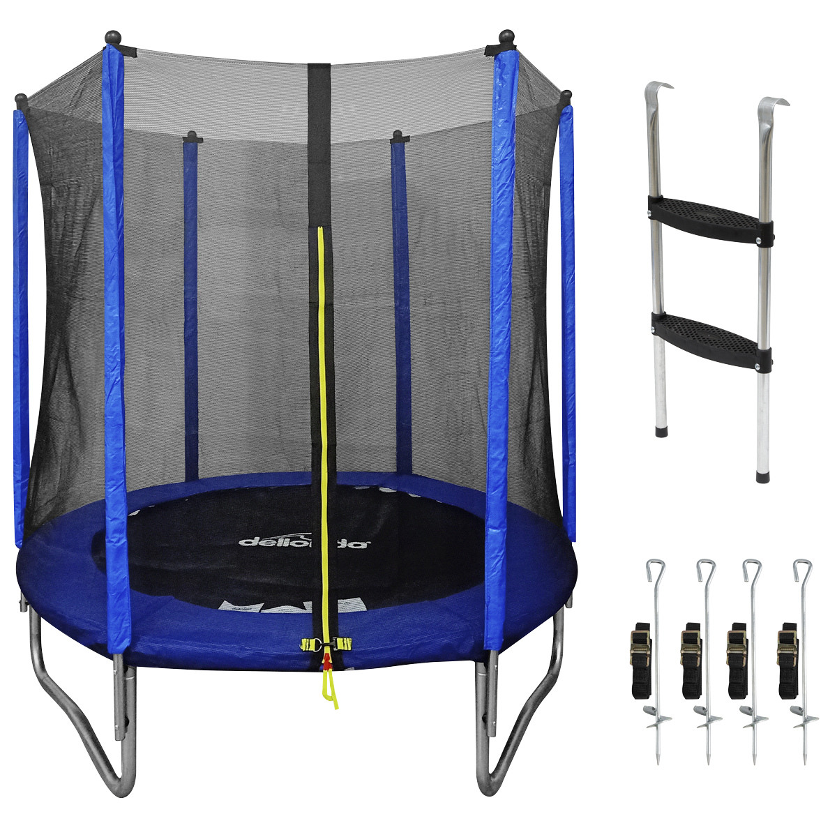 Heavy-Duty Outdoor Trampoline with Safety Enclosure Net, Anchors & Ladder 6ft DL92