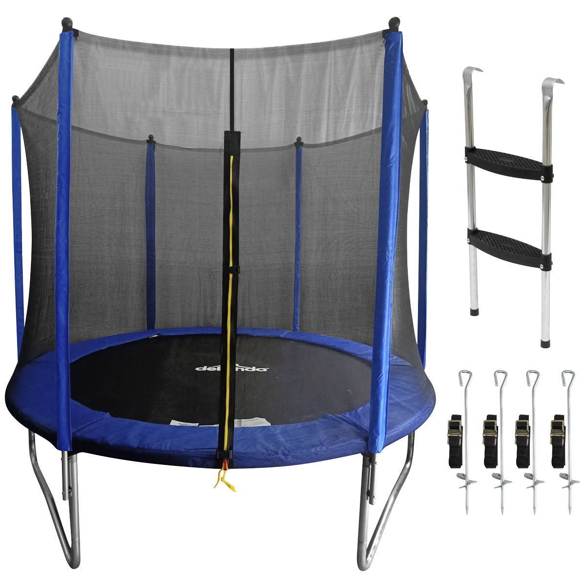 Heavy-Duty Outdoor Trampoline with Safety Enclosure Net, Anchors & Ladder 8ft DL93